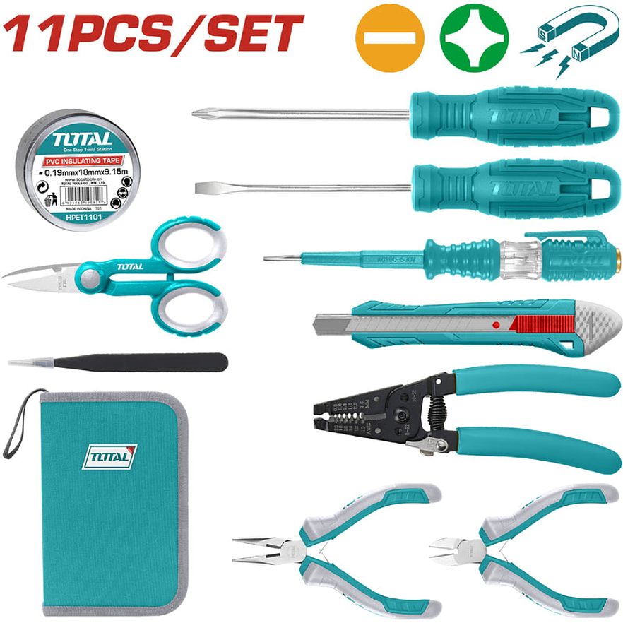 Kit De Herramientas X 11 Pzs Para Electricista Total Super Select Tkets0111