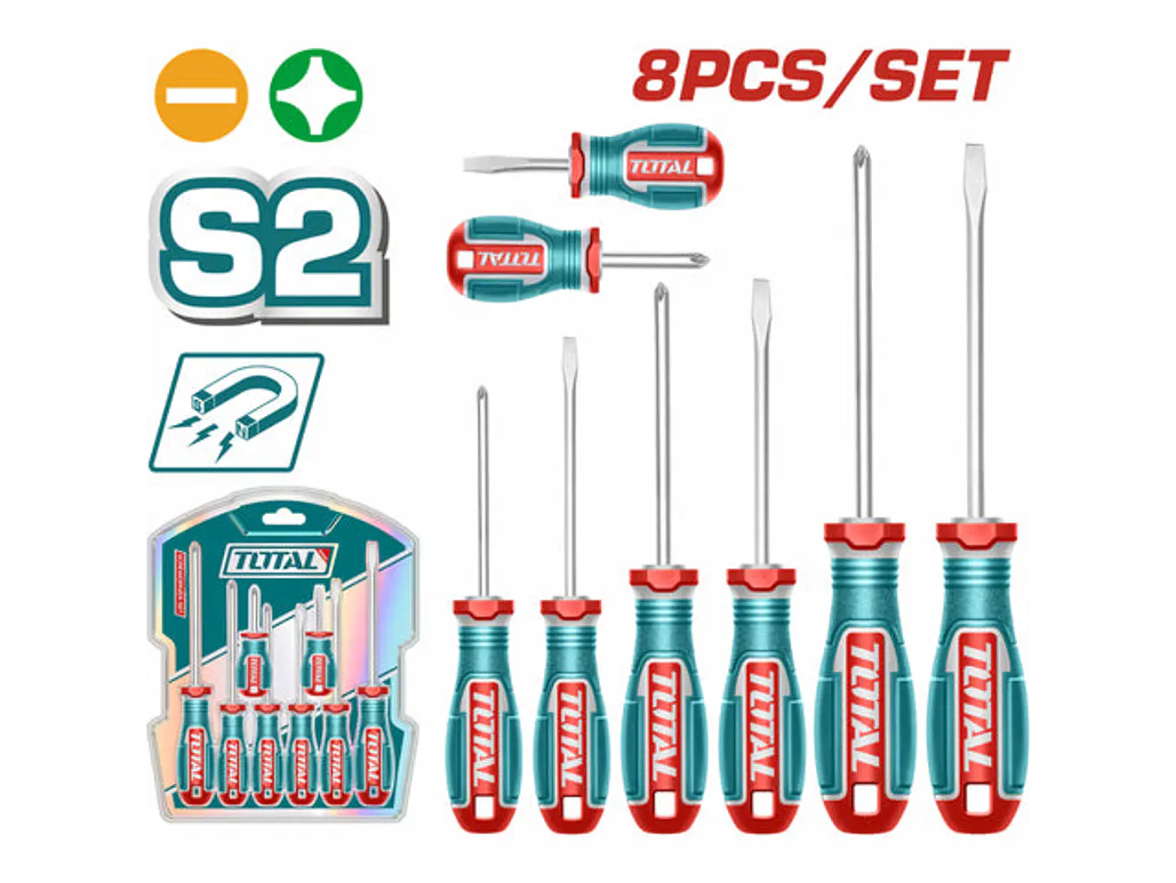 Juego de Destornilladores S2 8 Pzs SUPER TOTAL TKSDS0826 - Envío a todo Colombia | aztools.co