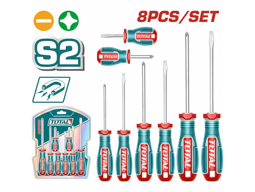 Destornillador Juego 8 Pzs Punta Imantada Super Total Tksds0826 - Envío a todo Colombia | aztools.co