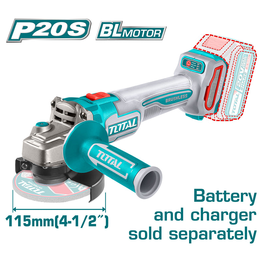 Pulidora Inalambrica 4 1/2 Industrial 20V Bateria Y Cargador No Incluido Motor Sin Escobillas Super Total Utagli21154 - Envío a todo Colombia | aztools.co