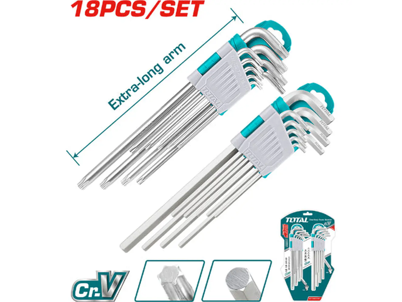 Alem Y Torx Industrial Juego X 18 Pzs Extra Largas Total Tht106Kt0181 - Envío a todo Colombia | aztools.co
