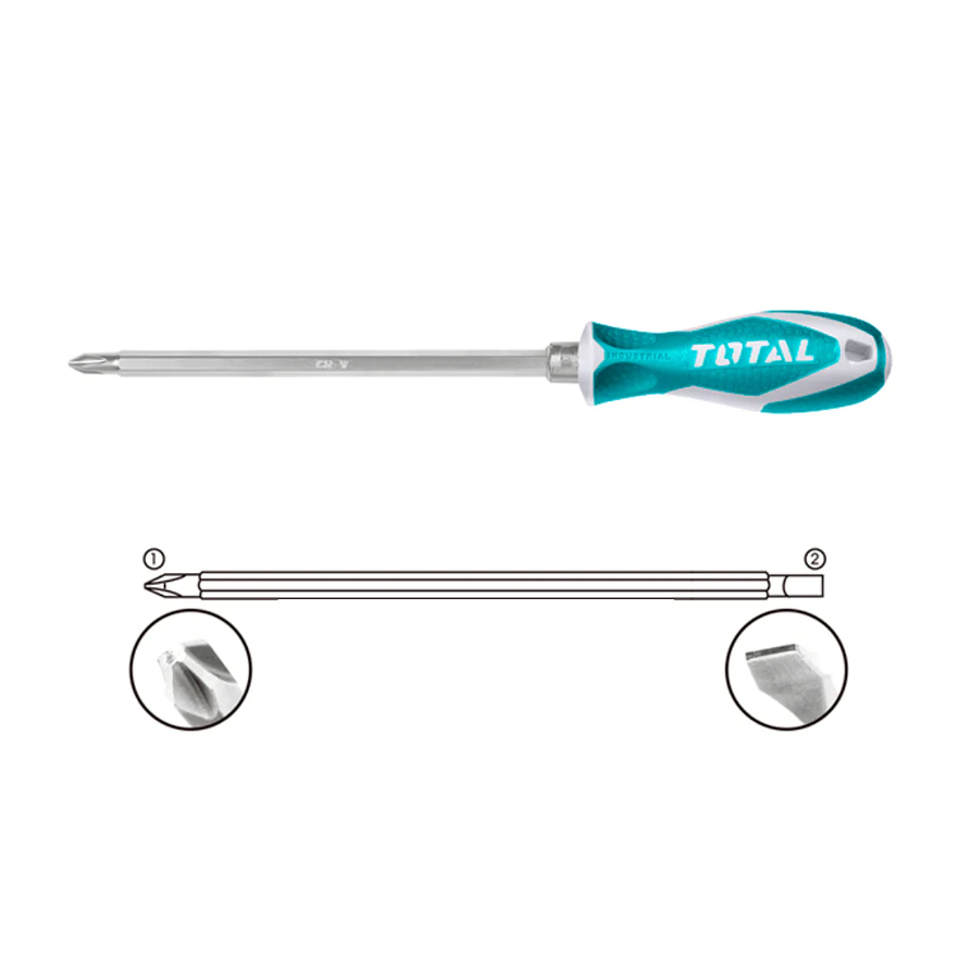 Destornillador Doble Punta 2 En 1 Largo Total Tht250206