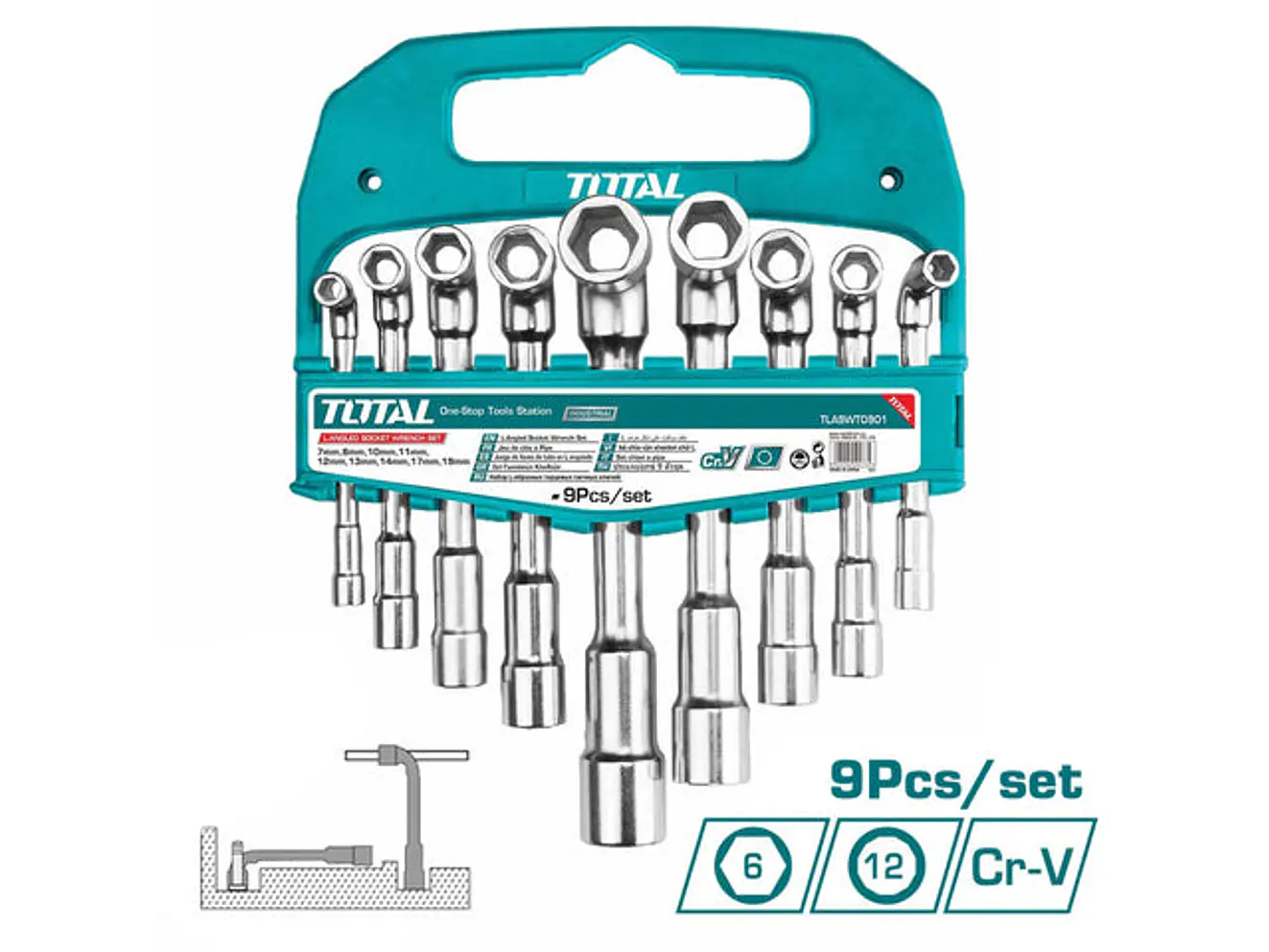 Juego de Llaves Copa en L TOTAL 9 Piezas Cr-V Industrial - TLASWT0901 - Envío a todo Colombia | aztools.co