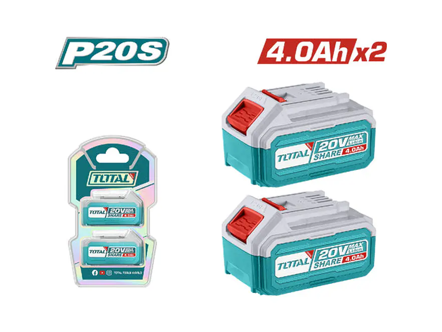 Kit De Bateria X2 Pzs 20V 4,0Ah Industrial Ion Lithium Industrial Super Total Tosli240312 - Envío a todo Colombia | aztools.co