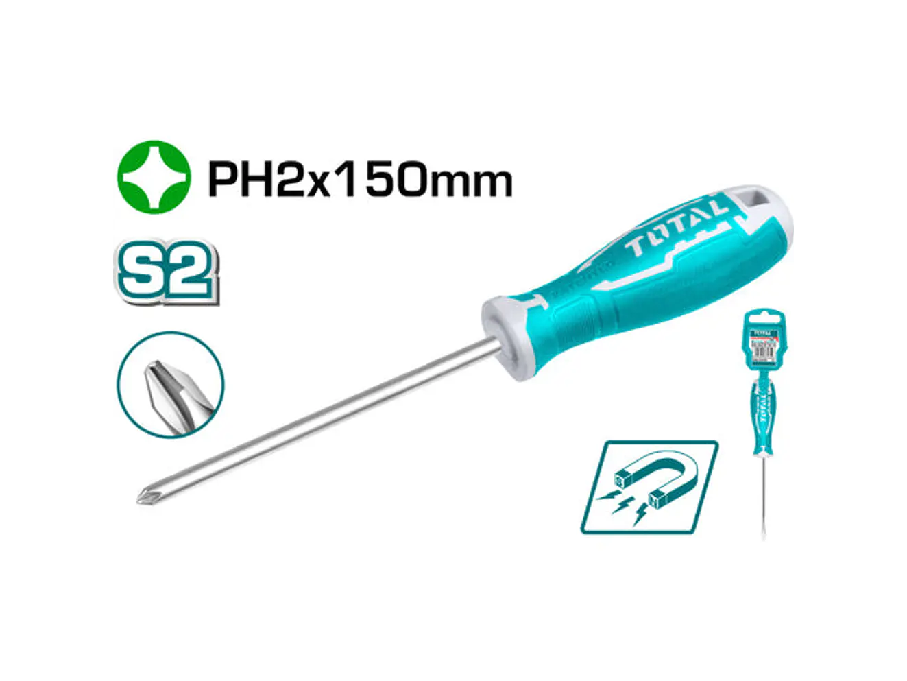 Destornillador 2X150Mm + Punta Inmantada Industrial Total Tht26Ph2150 - Envío a todo Colombia | aztools.co