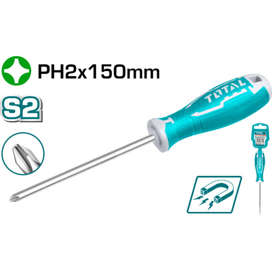 Destornillador 2X150Mm + Punta Inmantada Industrial Total Tht26Ph2150