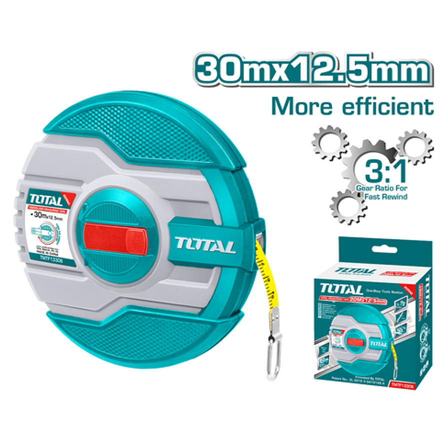 Decametro 30 Mts Fibra De Vidrio Total Tmtf13306