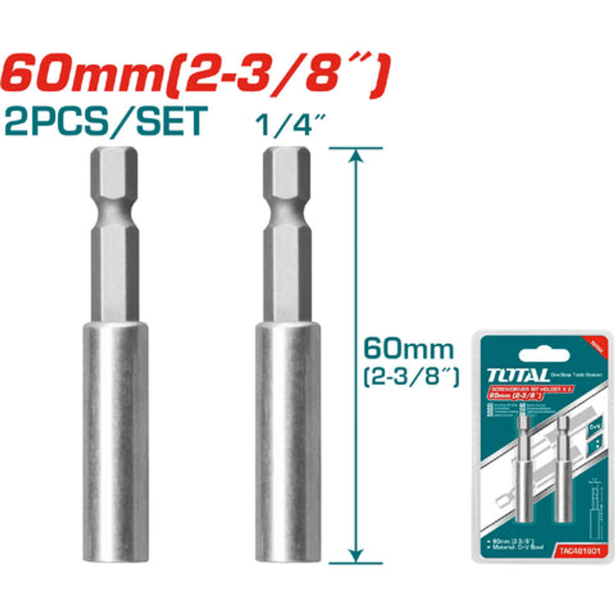Punta Extension 60 Mm Juego X 2 Pzs Para Taladro Total Tac461601