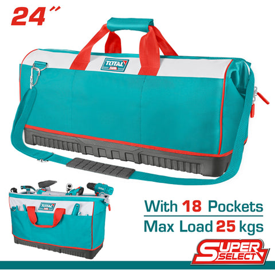 Bolso De Herramientas 24 Reforzado Capacidad Maxima 25Kg Industrial Super Total Tht16242