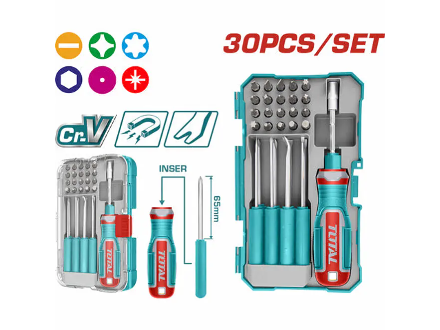 Juego De Destornilladores Puntas Intercambiables X 30 Pzs Super Total Tacsd30306 - Envío a todo Colombia | aztools.co