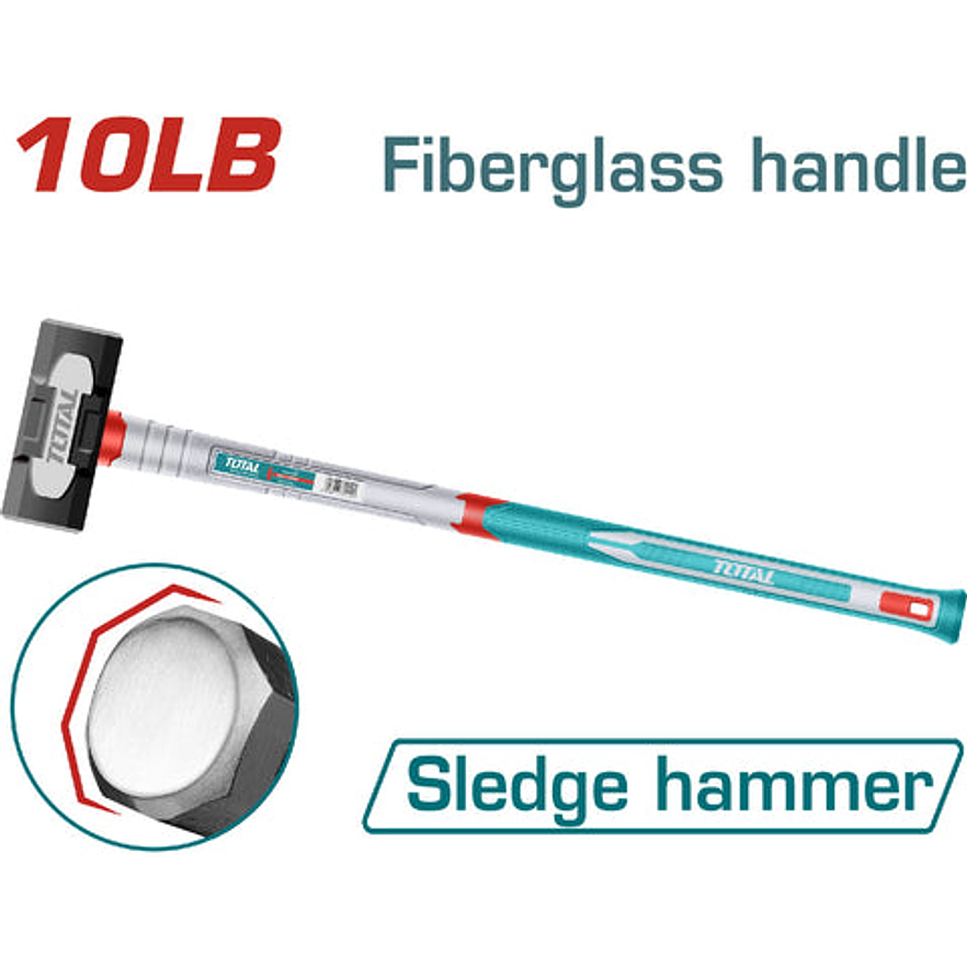 Porra 10 Lb Hierro Mango Fibra De Vidrio Super Total Thsm61498