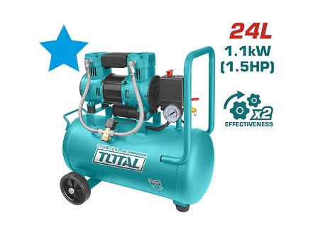 Compresor de Aire Silencioso TOTAL UTCS1110242 1.5 HP 1100W Tanque 24 Litros 67 dB - Foto 2 | aztools.co