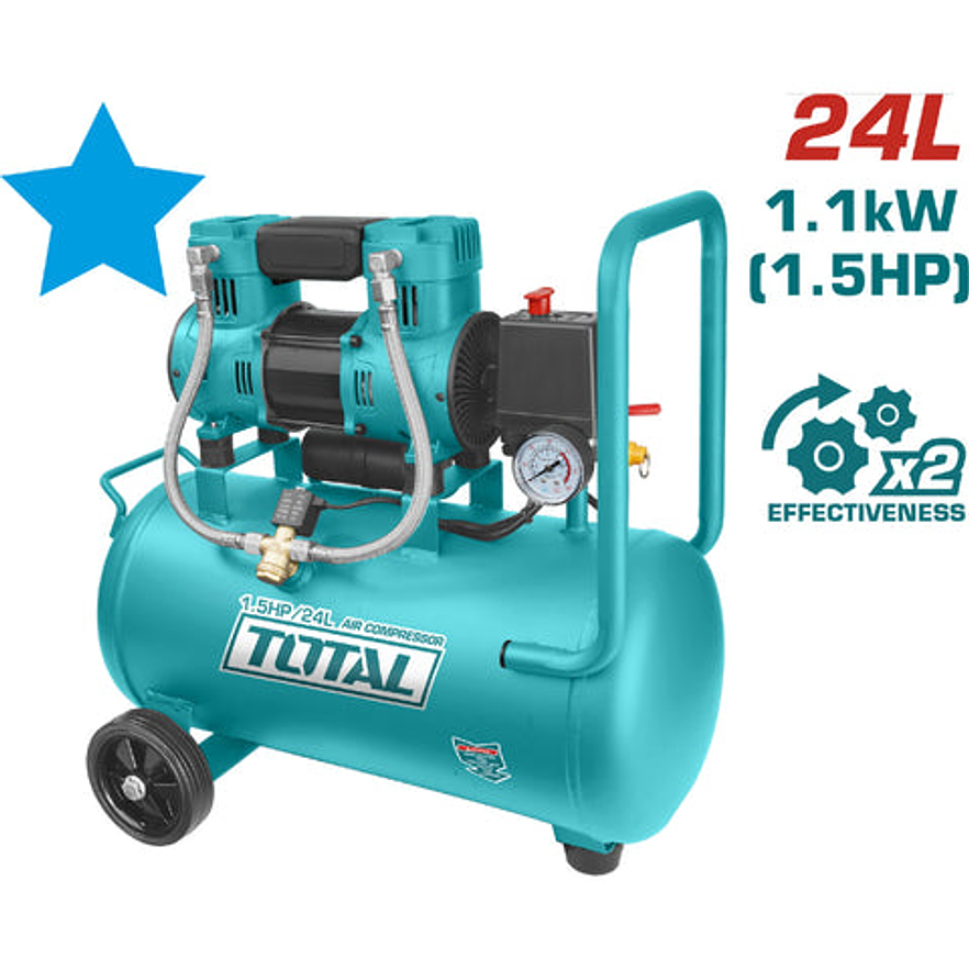 Compresor Aire Horizontal 24L 1.5Hp 116Psi 110-120V 1100W 60Hz Super Total Utcs1110242
