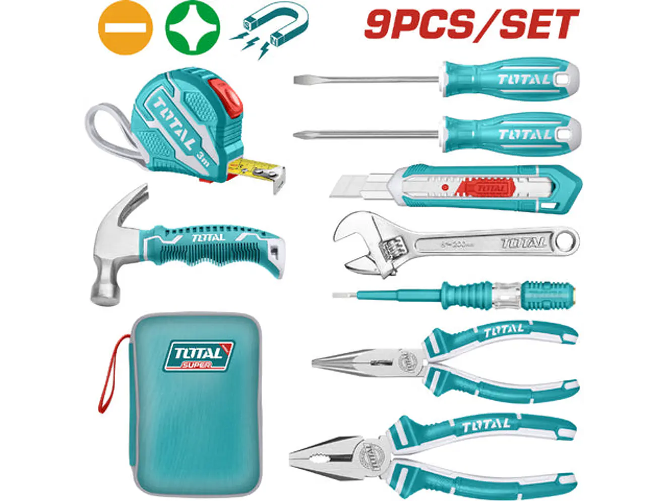 Juego de Herramientas Esenciales 9 Pzs TOTAL THKTHP90097 - Envío a todo Colombia | aztools.co