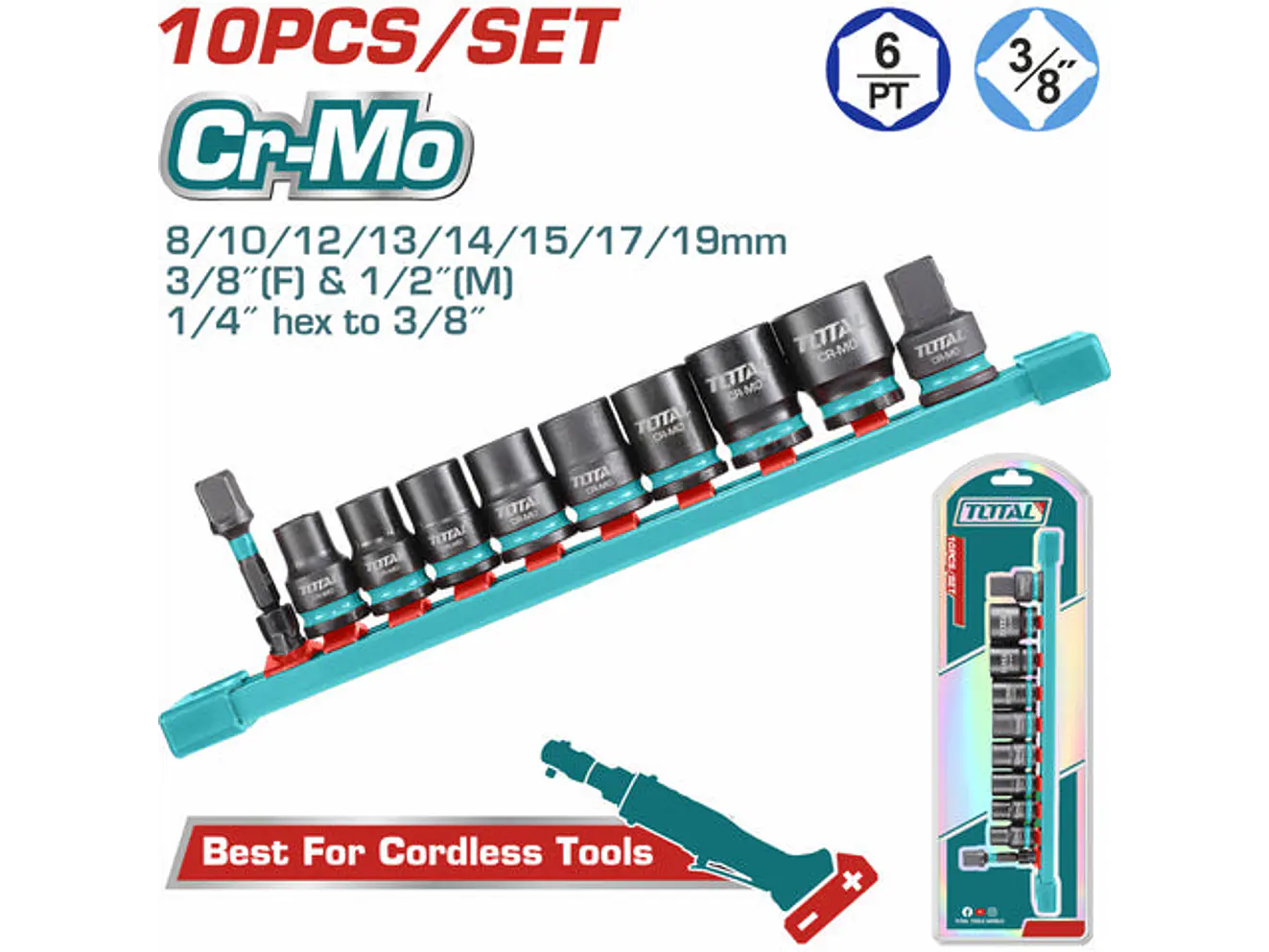 Copas De Impacto 3/8 Juego X 10Pzs 8 - 19 Mm Industrial Super Total Thtisd38104 - Envío a todo Colombia | aztools.co