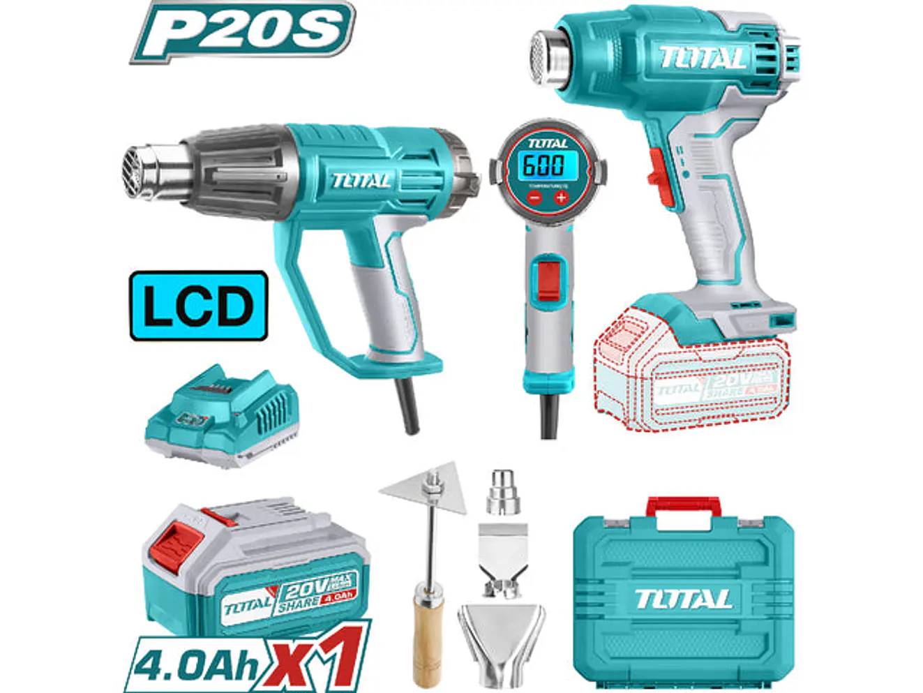 Combo X 2 Pistola De Calor Incluye 4 Aceesorios, 1 Bateria Y Cargador Total Utosli240201 - Envío a todo Colombia | aztools.co