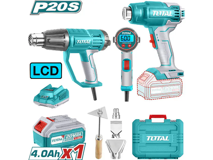 Combo X 2 Pistola De Calor Incluye 4 Aceesorios, 1 Bateria Y Cargador Total Utosli240201 - Envío a todo Colombia | aztools.co