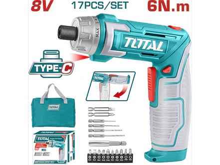 Atornillador Inalámbrico 8V TOTAL TSDLI0802 Kit 17 Piezas Industrial - Envío a todo Colombia | aztools.co