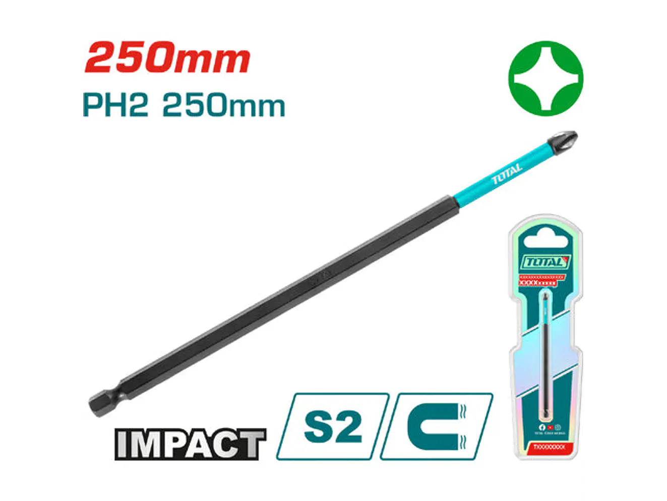 Puntas Taladro Imantada Ph2 250Mm + Industrial Super Total Tacim71Ph2250 - Envío a todo Colombia | aztools.co