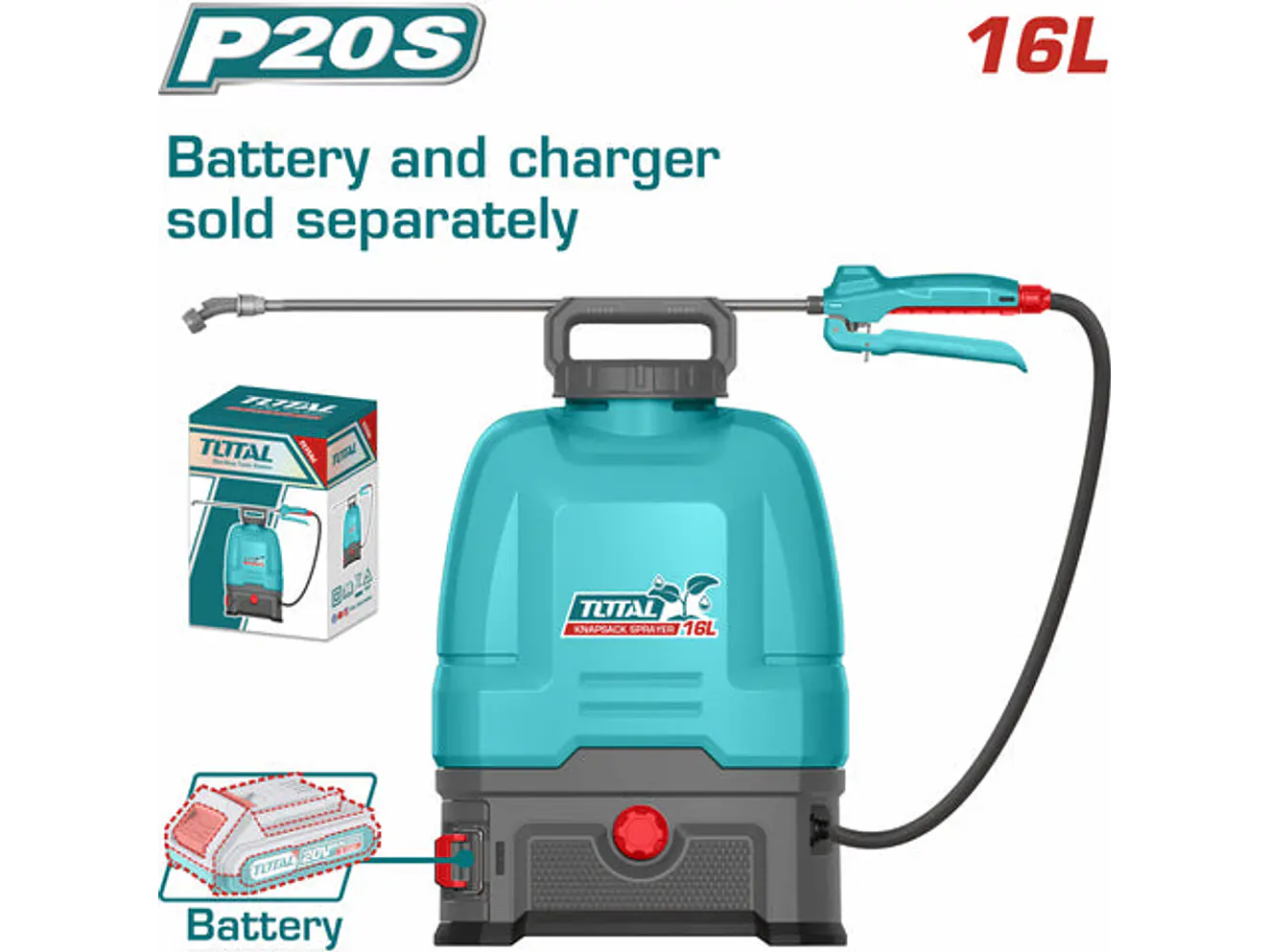 Fumigadora Inalambrica 16L 20V 5Bar Bateria Y Cargador No Incluido Total Tspli2016 - Envío a todo Colombia | aztools.co