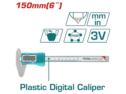 Calibrador Pie de Rey Digital TOTAL TMT331501 150mm Plástico Super Select - Foto 1 | aztools.co