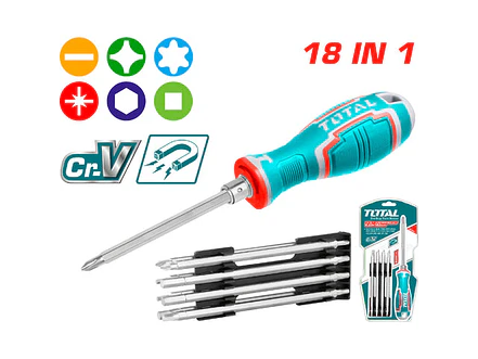 Destornillador 18 En 1 Cromo Vanadium Intercambiable Total Tht250236 - Envío a todo Colombia | aztools.co