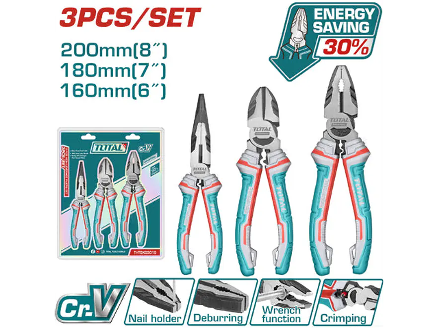 Juego De Alicates X 3 Pzs Industrial Pinza 6