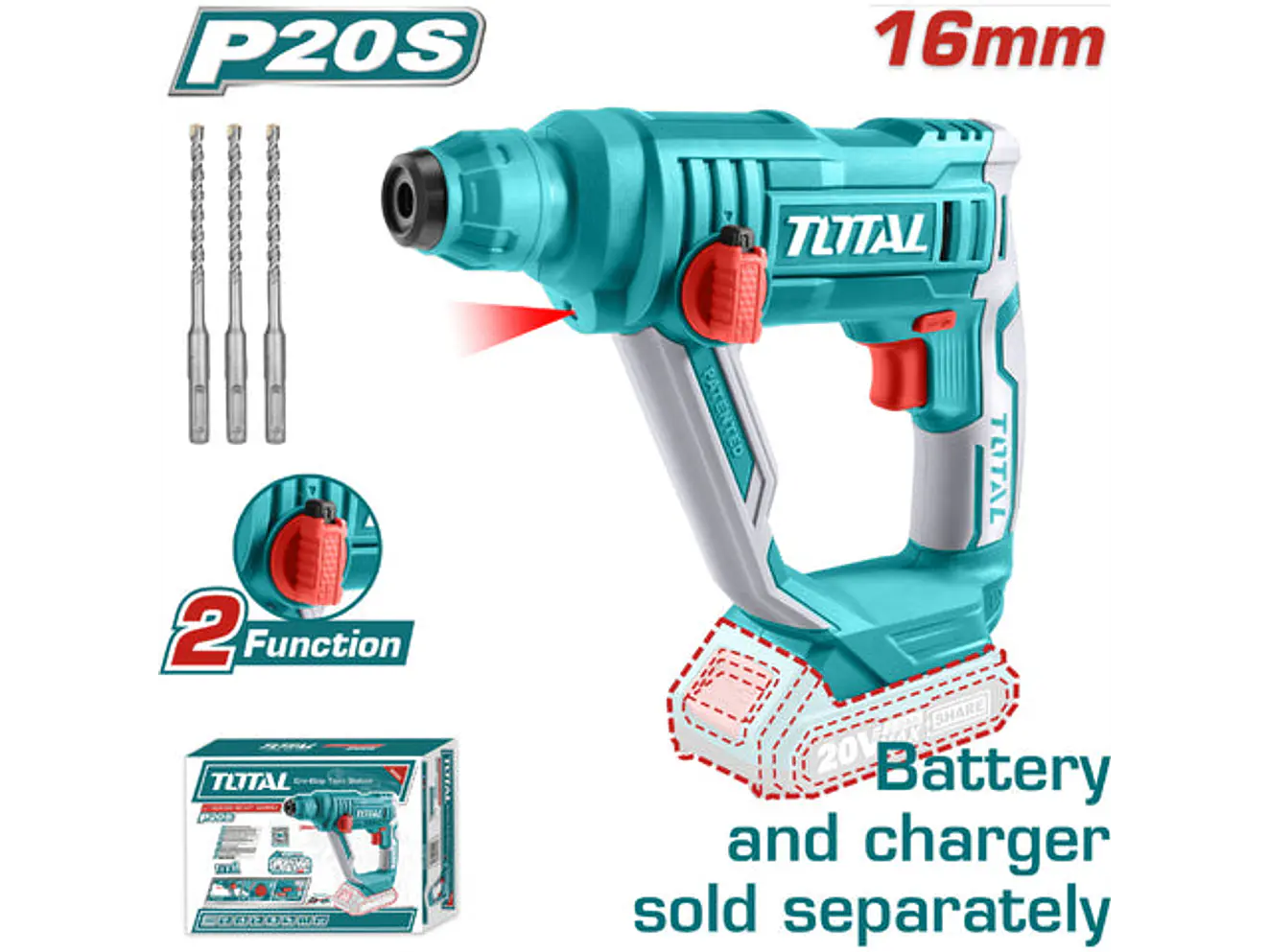 Rotomartillo SDS Plus 16V TOTAL TRHLI1601 Industrial 5/8