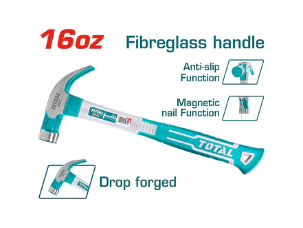 Martillo 16 Oz Industrial Metalico Mango Fibra De Vidrio Total Thtch0166 - Envío a todo Colombia | aztools.co