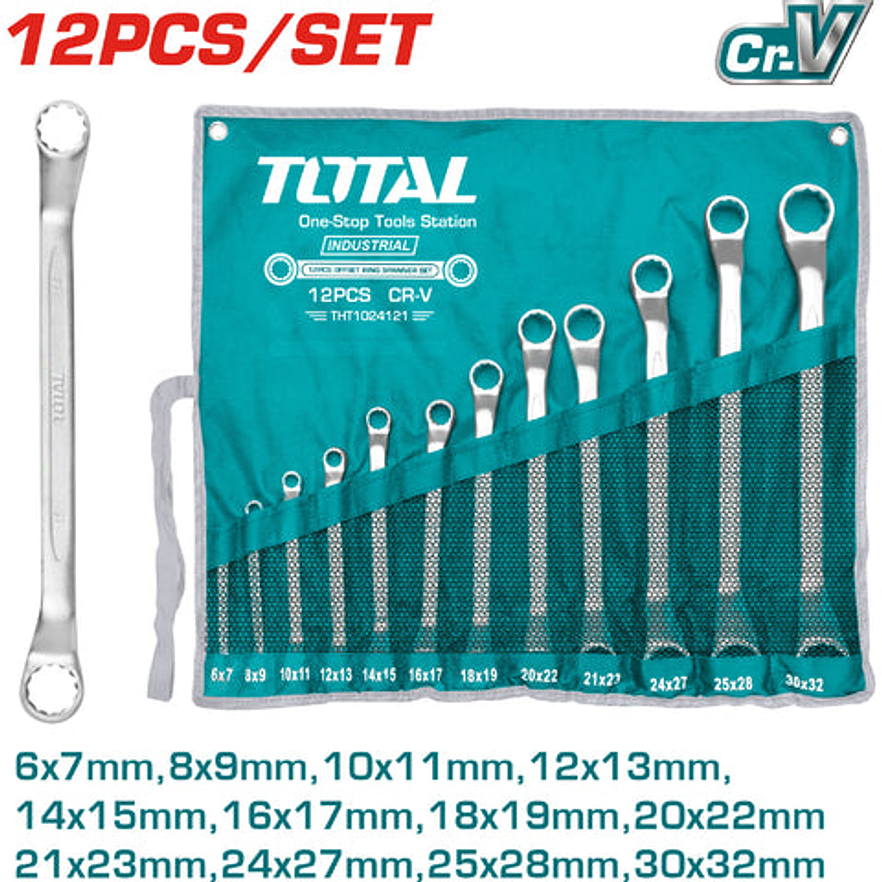 Llave Corona 6-32Mm Juego X 12 Pcz Industrial Super Total Tht1024121