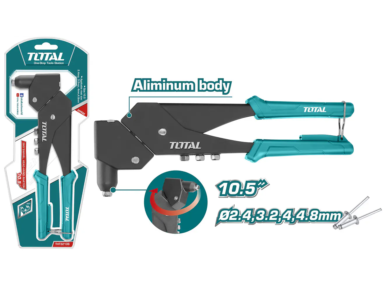 Remachadora 10.5 Industrial Giratoria 360 Grados Total Tht32106 - Envío a todo Colombia | aztools.co