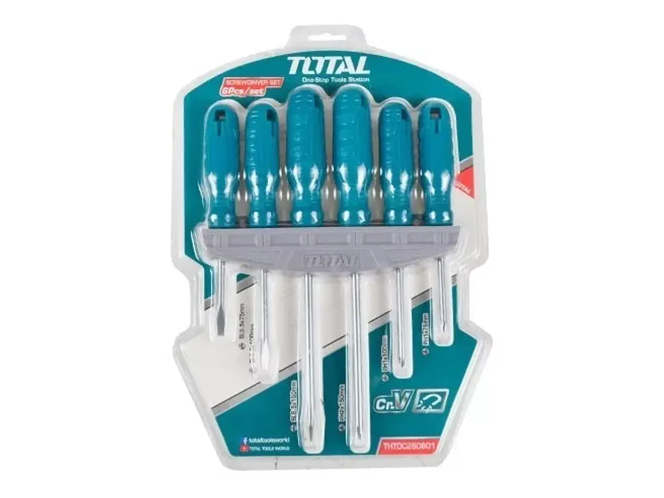 Destornillador Cromo Vanadium Juego X 6 Pzs Mango Ergonomico Total Thtdc250601 - Envío a todo Colombia | aztools.co