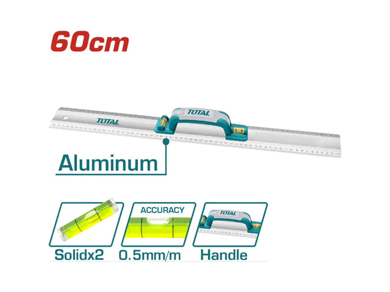 Regla 60Cm Aluminio Con Nivel Total Tmt222606 - Envío a todo Colombia | aztools.co