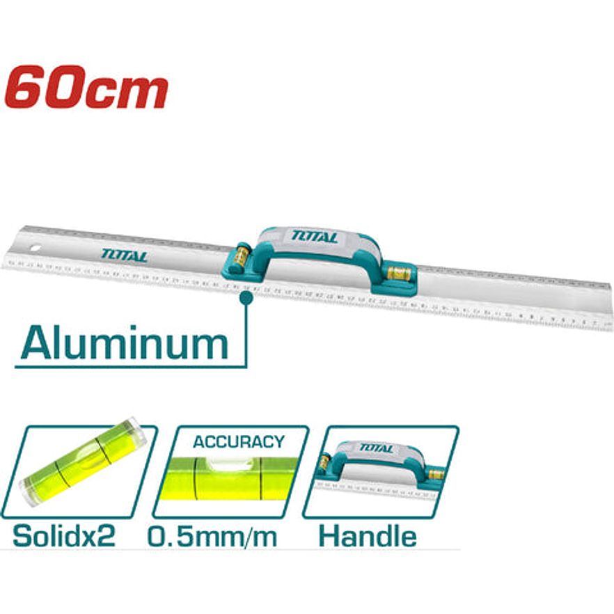 Regla 60Cm Aluminio Con Nivel Total Tmt222606