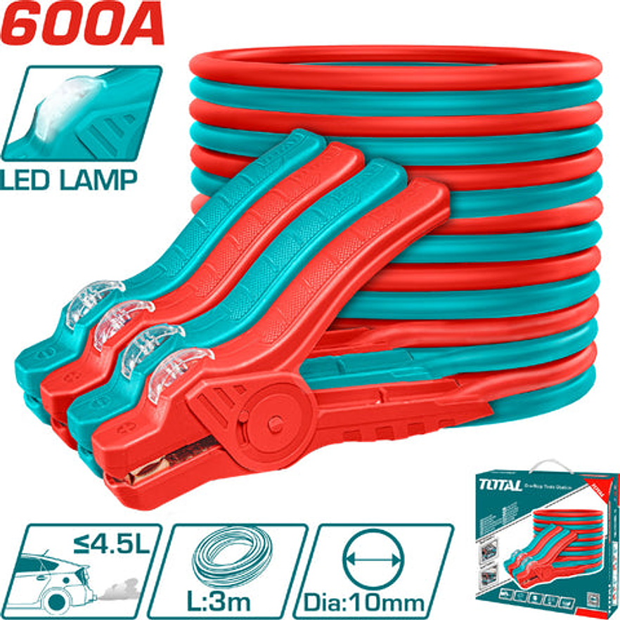 Cable Inicio Bateria 600Amp 3Mts Luz Led Total Pbca16008L
