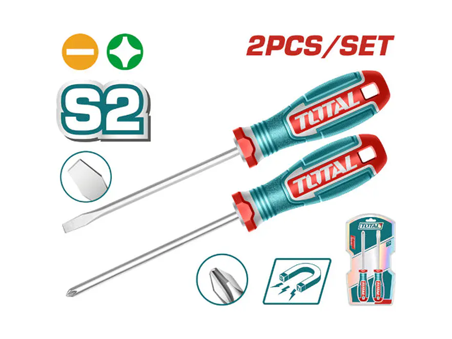 Juego Destornilladores X 2 Pzs Punta Inmantada Super Total Tksds0226 - Envío a todo Colombia | aztools.co