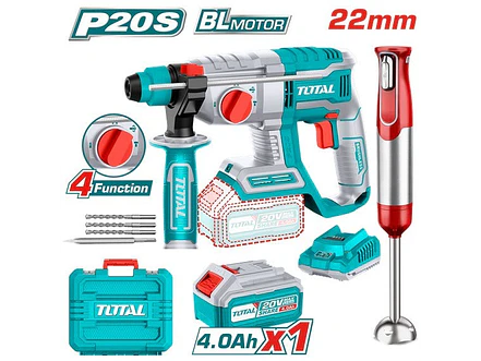 Combo De Taladro Rotomartillo Inalambrico Sds Plus 20V Incluye 1 Bateria, 1 Cargador,3 Brocas 1 Cincel Total Y Batidora De Mano Decakila Utosli240208 - Envío a todo Colombia | aztools.co