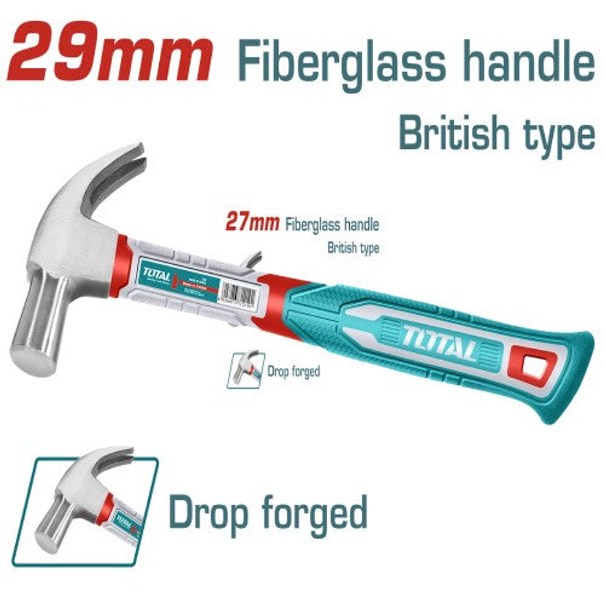 Martillo 29Mm Mango Fibra De Vidrio Super Total 