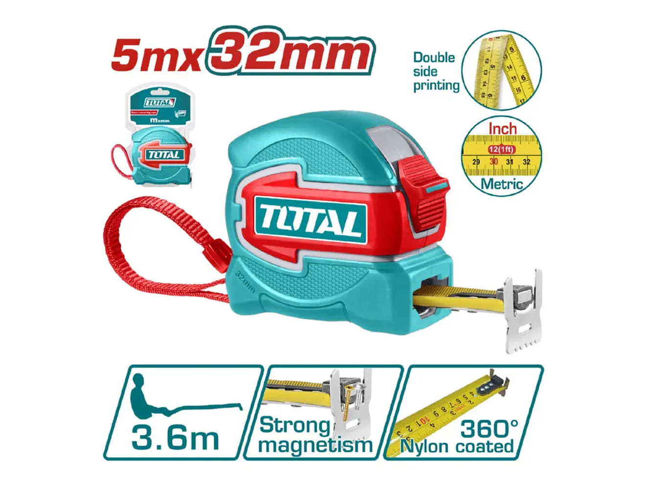 Metro 5 Mts Hoja 32Mm Industrial Super Total Tmt80532 - Envío a todo Colombia | aztools.co