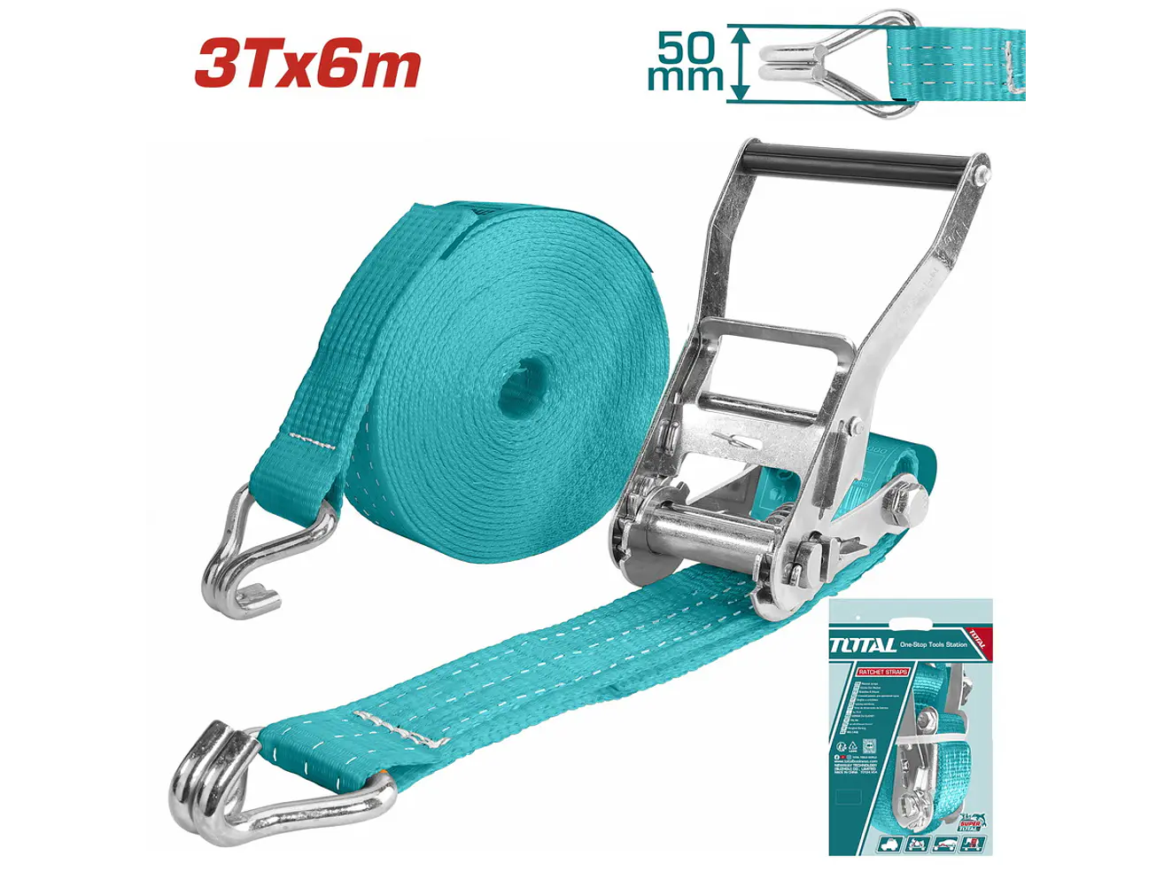 Eslinga de Amarre 3 Toneladas 6m TOTAL Ratchet 50mm - THTRS3061 - Envío a todo Colombia | aztools.co