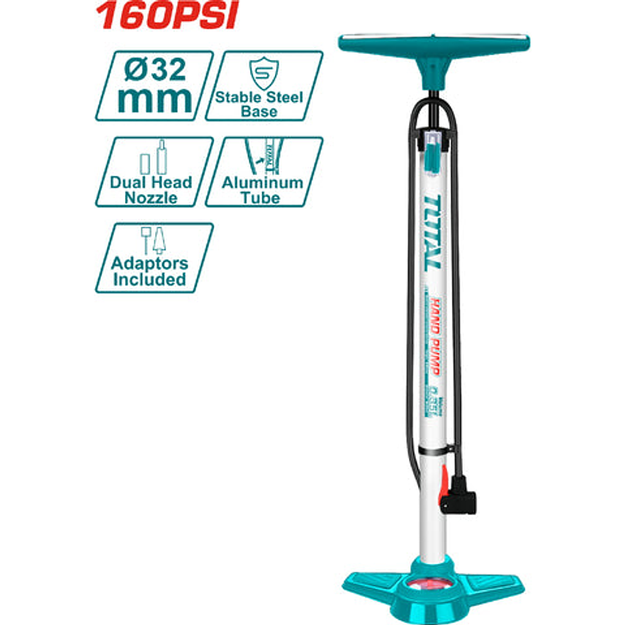 Inflador De Pie 160Psi Con Soporte Super Total Tmpp3201