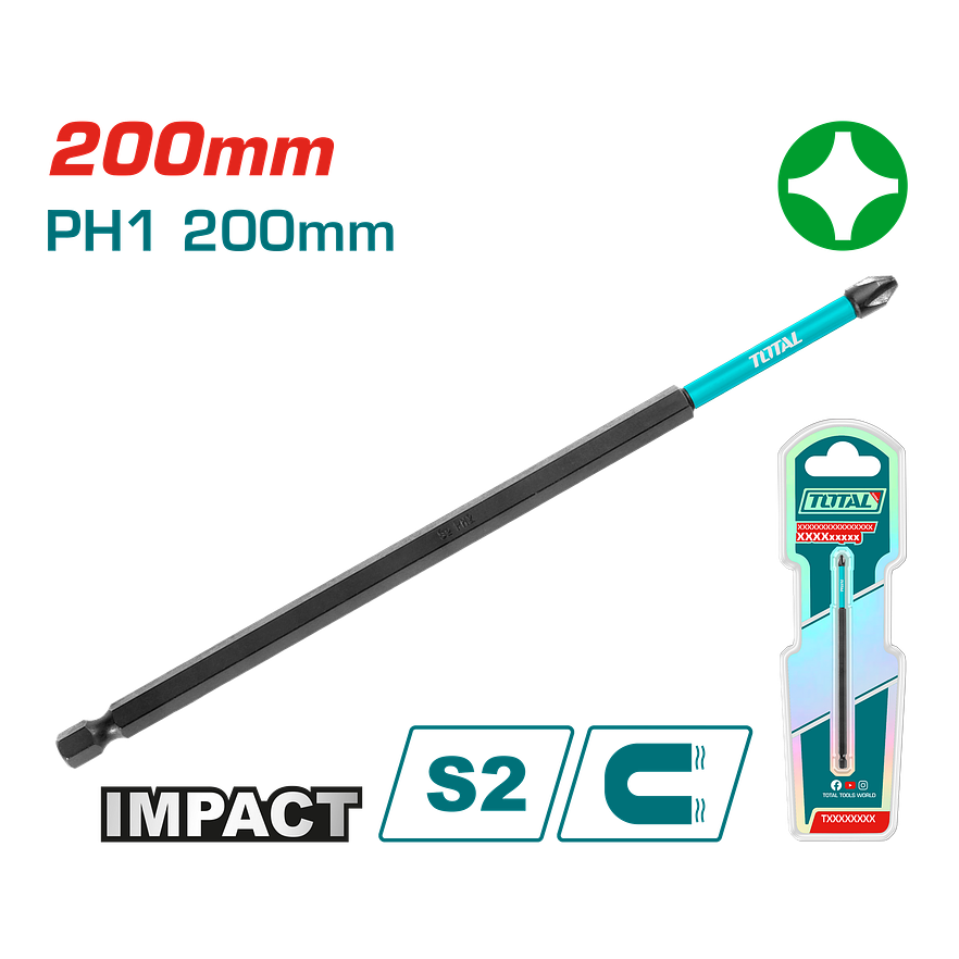 Puntas Taladro Imantada Ph1 200Mm + Industrial Super Total Tacim71Ph1200