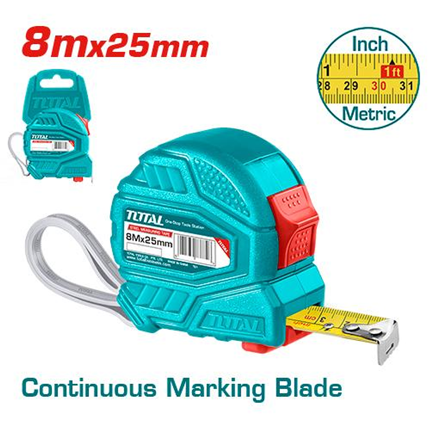 Metro 8 Mts Doble Boton Hoja Ancha Total Tmt126381