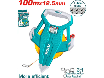 Decametro 100Mts Industrial Fibra De Vidrio Mango Ergonomico Total Tmtf131006 - Envío a todo Colombia | aztools.co