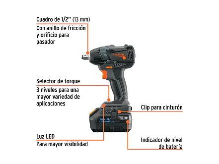 Llave de Impacto Inalámbrica Truper 101403 MAX 20V  350 Nm - Foto 3 | aztools.co
