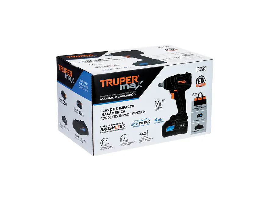 Llave de Impacto Inalámbrica Truper 101403 MAX 20V  350 Nm - Foto 5 | aztools.co