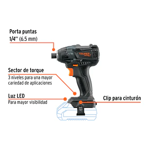 Destornillador de Impacto Truper 101406 1/4 Inalambrico MAX 20V, No Bateria Ni Cargador