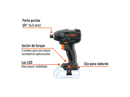 Destornillador de Impacto Truper 101406 1/4 Inalambrico MAX 20V, No Bateria Ni Cargador - Foto 2 | aztools.co