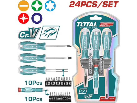 Juego De Destornilladores X 24 Pzs  Incluido Puntas Total Tacsd302462 - Envío a todo Colombia | aztools.co