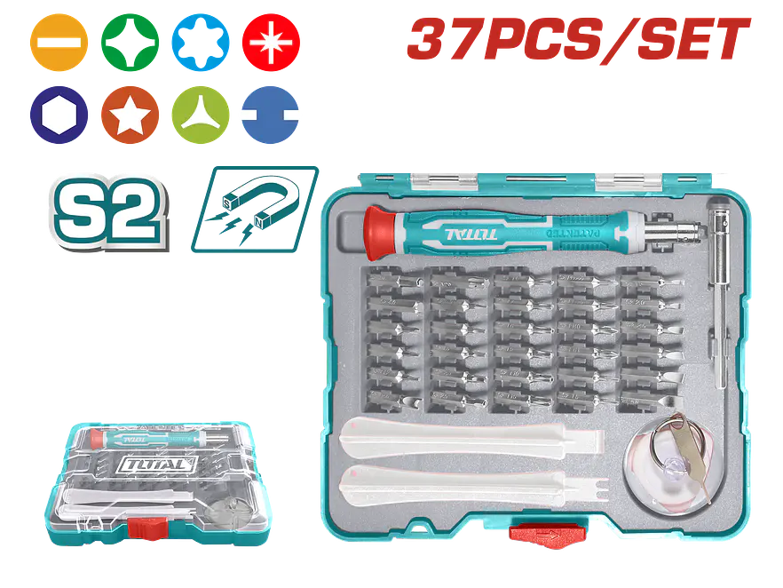 Juego De Destornilladores Puntas Intercambiables Imantadas X 37 Pzs Total Tacsd30376 - Envío a todo Colombia | aztools.co